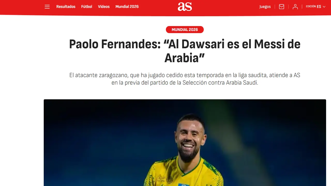 جريدة الرياض | “ميسي العرب” يربك حسابات إسبانيا.. نجم إسباني يحذر من سلاح المنتخب السعودي